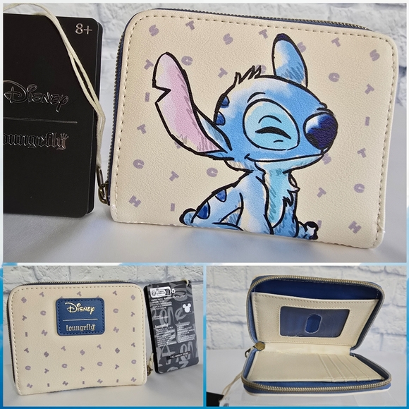 Loungefly Lilo & Stitch Disney Wallet Experiment 626 Cream and Blue Case Zip New - Picture 1 of 16